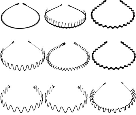 chiphop 9 pezzi Cerchietto per Capelli in Metallo,Fascia per Capelli a Forma di Onda per Capelli Accessori per Capelli per Uomo e Donna