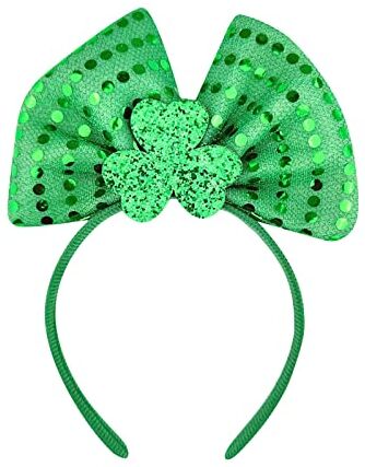 TianWlio Cerchietto per capelli regalo di San Valentino, matrimonio, 1 pezzo di St. Patriks Day Green Headband Shamrocks Clovers Head Boppers Leprechaun Top Hat Fascia ampia fascia imbottita retrò