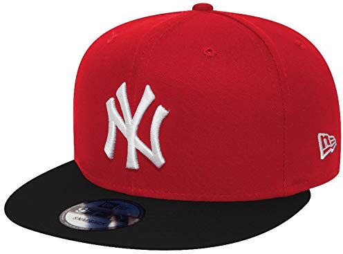 New Era Snap Back Cappellino  MLB Cotton Block New York Yankees Scarlet con chiusura posteriore regolabile-Nero/Rosso