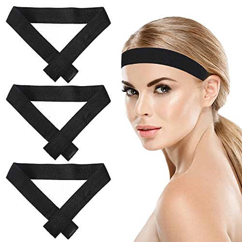 Sibba 3 confezioni fascia elastica parrucche fisse mantenere i capelli in posizione 3 cm Nero bordi nylon fasce antiscivolo chiusura pizzo frontale sciolto bordo posare sciarpa acconciatura titolare