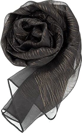 Colours & Beauty Coprispalle Nero Lamé   Stola Donna   Foulard   Sciarpa Estiva  Coprispalle  Scialle Elegante