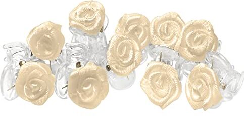 Uheltosly Beige Clip di capelli della Rosa, 10 pezzi fermagli per capelli a forma di fiore, Eleganti piccole mollette con fiore per matrimoni, per donne e ragazze