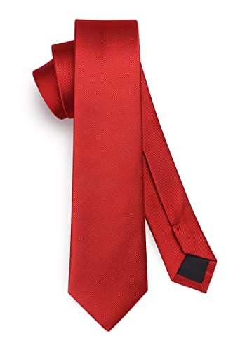 HISDERN Cravatte da Uomo Cravatte da Uomo in Tinta Unita Rossa Cravatta da Sposa Cravatta da Uomo Classica Formale da Uomo 6 cm