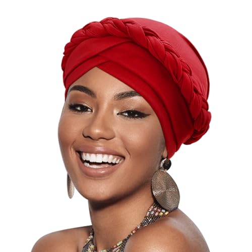 DRESHOW Donne Africane Turbante Pre-Legato Copricapo a treccia Testa Avvolge Cappello Boho Turbante Chemio Cap Elastico Annodato Berretto