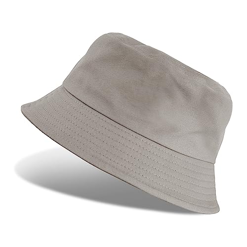 UMIPUBO Cappello Pescatore Pieghevole Bucket Hat Cotone Donna Uomo, Protezione del Sole Cappelli Faccia Sorridente Cappellino 56-58cm (Tinta Unita-Grigio)
