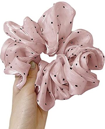 Generic Brillante grande organza per donne ragazze cerchietto per capelli corde per capelli in chiffon supporto coda di cavallo fasce elastiche per capelli oversize rosa