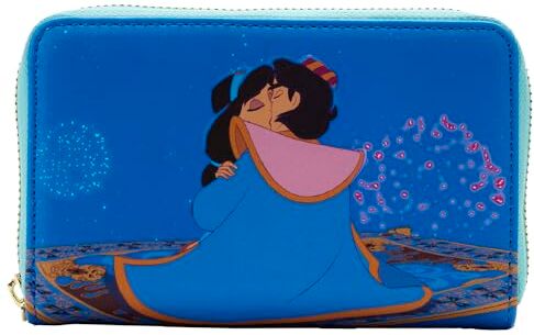 Loungefly Disney Aladdin Princess Scene Zip Around Portafoglio, Blu, Portafoglio con cerniera