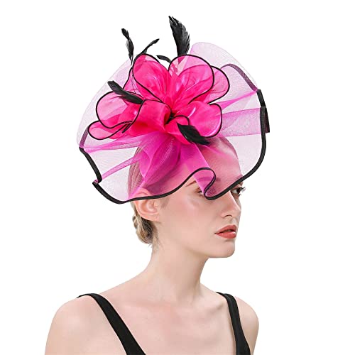 Generic Cappelli da donna Fascinators Cappello da fiore per tea party, cocktail, matrimonio, chiesa, doppio uso di fermagli per capelli e cerchi, eleganti fasce per capelli da uomo (F #9, taglia unica)