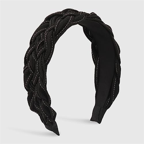 Youllyuu Ampia fascia intrecciata moda Soild Hairband per donne ragazze turbante accessori per capelli gioielli copricapo nero