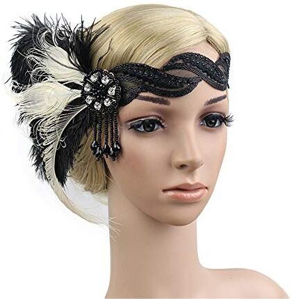 YWSTYllelty Fascia per Capelli Donna Headband Vintage 1920s Great Flapper Headdress Headpiece Headband Cerchietto FermaCapellii