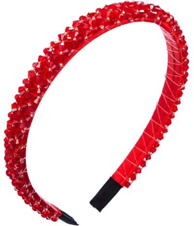 Generic Fascia Rossa Pieghevole Strass Fasce Diamanti Fasce Per Capelli Da Donna Accessori Per Capelli Da Festa Usura Della Testa Di Cristallo