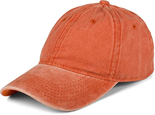 styleBREAKER Unisex 6-Panel Vintage cap Plain Washed Look Baseball cap Metal Buckle Adjustable , Colore:Arancione