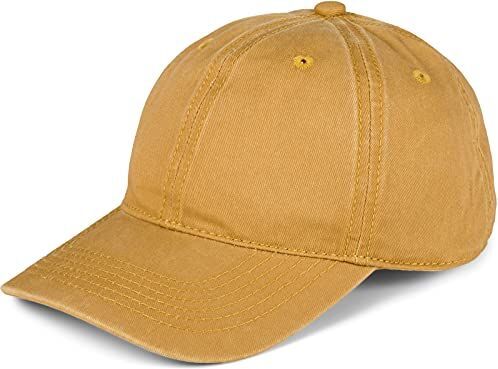 styleBREAKER Unisex 6-Panel Vintage cap Plain Washed Look Baseball cap Metal Buckle Adjustable , Colore:Cammello