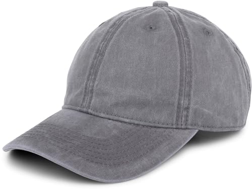 styleBREAKER Unisex 6-Panel Vintage cap Plain Washed Look Baseball cap Metal Buckle Adjustable , Colore:Grigio