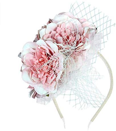 Generic Fascinators Fascia per capelli da donna, per feste, per cocktail, cappello, cappello, fiore, fascia per capelli, da uomo, taglia unica, colore: rosa