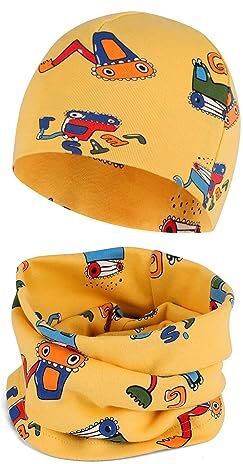 Cheerful Mario Cotone Berretto e Sciarpa Scaldacollo Coordinati per Bambini Modello Carino Neonato Cappello y Sciarpa Giallo 6-24 mesi