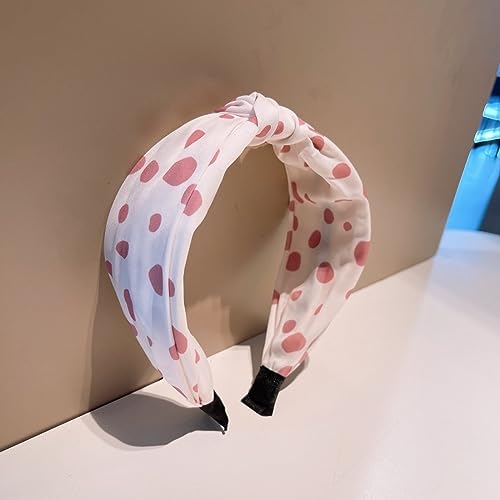 Generico Nuovo arrivo Bubble Color Polka Dot Chiffon Cotton Texture Kink Wide Hairpin Fashion Age Reduction Cute Hair Accessories, FD32S-Gomma in polvere