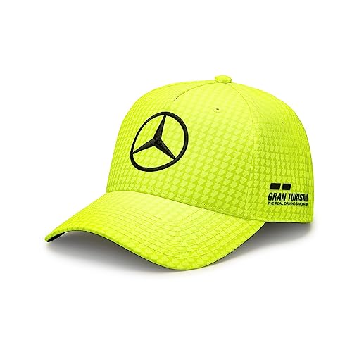 Mercedes AMG Petronas Formula One Team Cappellino da Pilota Lewis Hamilton 2023 Giallo Neon Taglia Unica