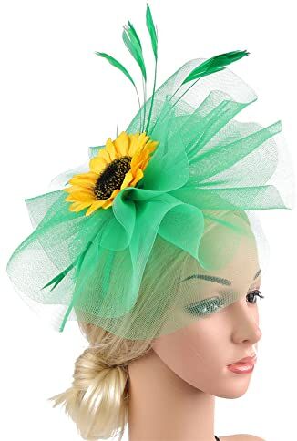 Youllyuu Copricapo da sposa con girasole piumato copricapo cappello floreale palla cocktail fascia nuziale