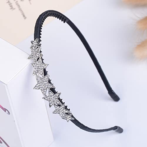 Generic Nuova versione coreana del copricapo della squisita fascia da donna in lega, fascia con strass con fiocco retrò, stella a cinque punte