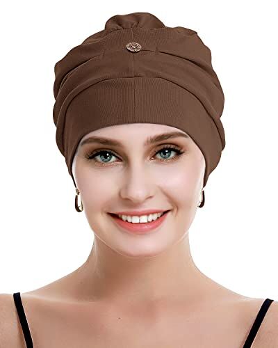 osvyo Bambù Chemo Turbina Donna Cancro Calvizie Cappello Copricapo leggero in Cotone Imballaggio Sigillato, CAFFÈ CHIARO, Taglia unica