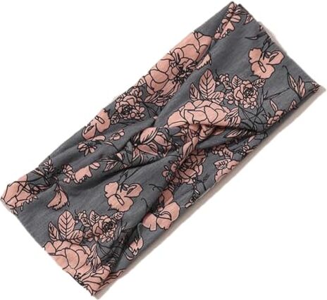 Niiyyjj Fascia da donna con stampa incrociata, per sport, yoga, assorbimento del sudore, cintura elastica per corsa, colore grigio rosa chiaro