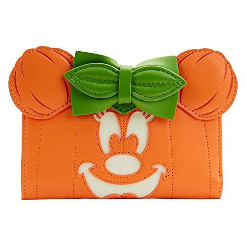 Loungefly Minnie Mouse Glow in the Dark Pumpkin Flap Wallet, Arancione, Taglia unica, Portafoglio Snap