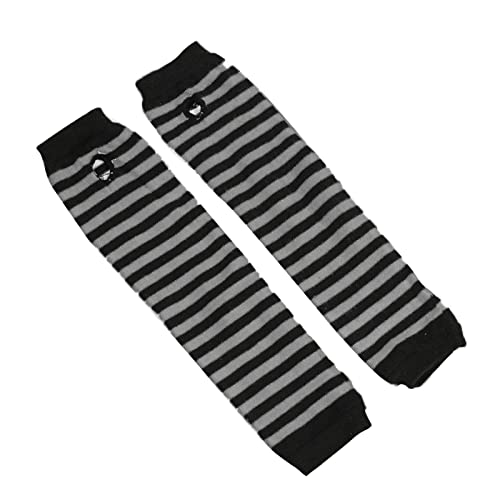 Saterkali Guanto regalo per te, 1 paio di strisce mezze dita braccia copre donne uncinetto guanti da polso a maglia nero grigio striscia