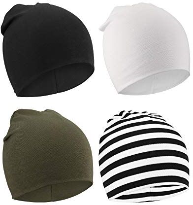 DRESHOW 4 Pezzi Unisex Bambino Berretti Neonato Ragazzi Ragazze Morbido Carino Cappello Nursery Berretto