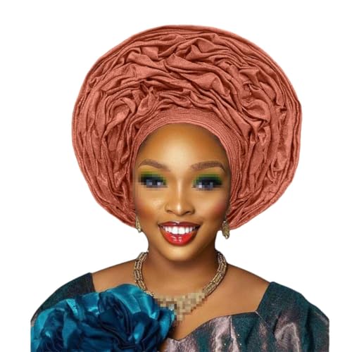 Jegsnoe Nigeriano Aso Oke Headtie Auto Gele Headwrap Moda africana copricapo da sposa per le donne