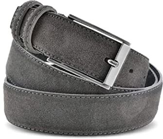 La Bottega del Calzolaio Cintura uomo in pelle scamosciata grigio, artigianale, made in italy, 3,5 cm. (115 cm (46/48-48/50 EU))