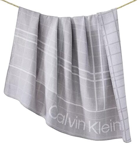 Calvin Plaid offset con logo a quadri, taglia unica, 127 x 178 cm, poliestere (grigio)