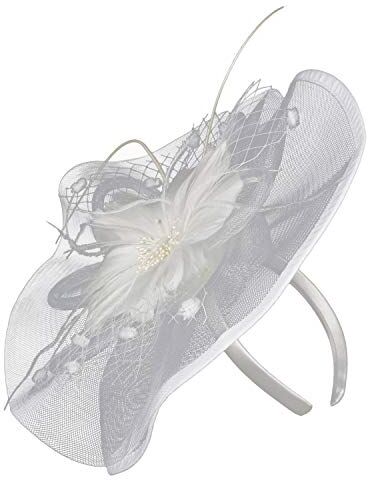 Momolaa Fasce Fitness Fascinators Party Wedding Tea Hat Cocktail Clip Ragazza Capelli Donne Hairpin Headband Decorazione Medievale (White, One Size)