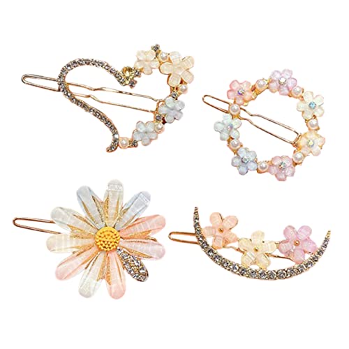 Mikinona 4 Pz Fermaglio Per Con Strass Fiore Accessori Per Floreali Fermagli Per Per Ragazze Mollette Per Ragazze Strass in Lega Margherita Copricapo Bambino