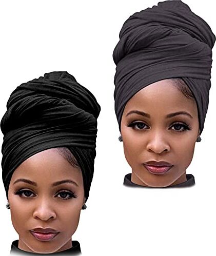 DRESHOW Jersey Turbante Testa Wrap per le Donne Africane Knit Headwraps Urban Capelli Sciarpa Scialle Hijab Foulard Capelli Accessori