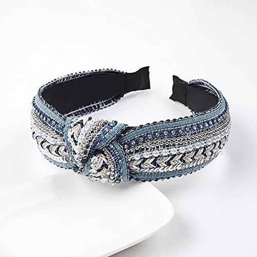 Generic Bling Turbante Strass Perla Perline Annodato Fasce Diamante Hairbands Cura Dei Capelli HNd260