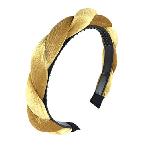 ESBANT Fasce for capelli da donna, fascia intrecciata in velluto Cerchietto for capelli morbido attorcigliato annodato for fascia in spugna for ragazze da donna spillo (Color : Gelb, Size : One-size)