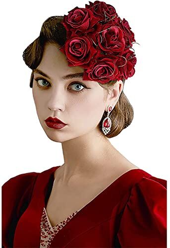 AHDMR Donna Ragazza Bibi Matrimonio Elegante Piccolo Cappello da Sposa Chic Fermaglio per Capelli Rosa Fascinato Fascia e Clip Accessori per Matrimonio Festa Cocktail Cerimonia Halloween Natale