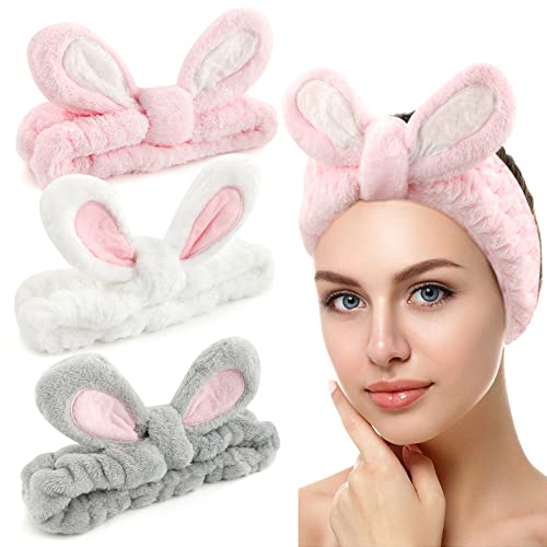 Meanju Fascia Capelli Donna Trucco 3 Pezzi, Fascia Capelli Skincare, Fasce per Capelli Elastiche in Pile di Corallo, Spa Shower Face Washing Hairband, per Il Lavaggio di Bellezza del Viso Spa