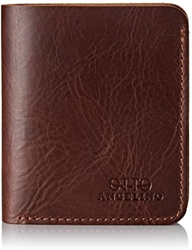 Otto Angelino Portafoglio in Vera Pelle Ultra Slim Verticale per Carte e Monete Unisex, Marrone