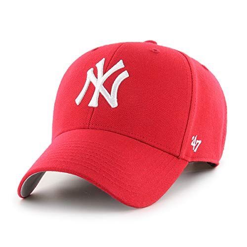47 Berretto da baseball MLB New York Yankees MVP unisex, cinturino regolabile con gancio e anello, logo bianco, colore rosso