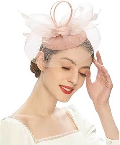 Generico Fascinator per feste di tè Kentuckys Derbys Hat Fascinator Pillbox Hat Fascia per cocktail Accessori per Acconciature (Pink, One Size)