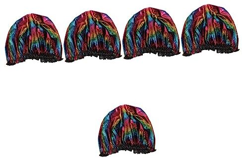 FRCOLOR 5Pcs Cappello Di Ricci Di Pizzo Cuffia Di Ricci Per Cappelli Della Ragazza Addormentata Cuffia Di Raso Per Ricci Donna Copricapo Doccia Berretti Per