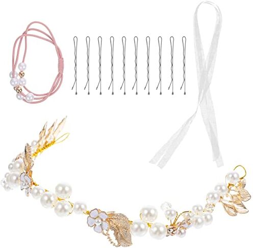 FRCOLOR 1 Set Diadema Di Ghirlanda Per Bambini Copricapo Per Ragazze Copricapo Da Ragazza Ghirlanda Nuziale Principessa Ragazza Copricapo Di Perle Lega Ragazzina Sciarpa Nozze