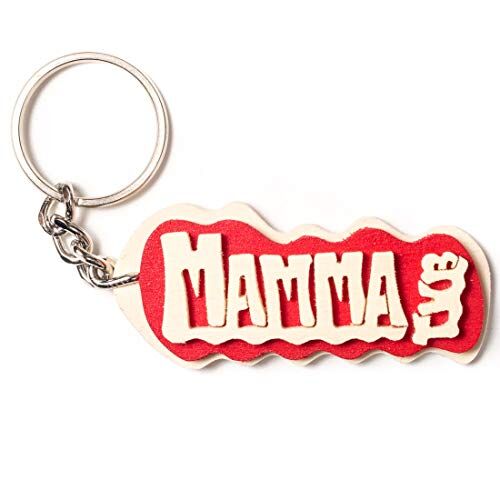 Artepassione Portachiavi in Legno Fatto a Mano, Personalizzato con La Scritta Mamma Tvb, Rosso, 3 x 6 cm