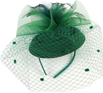 Hgvcfcv Fascia per capelli da donna, cappello da tè, piume, fiori in rete, accessori per capelli, decorazione per capelli