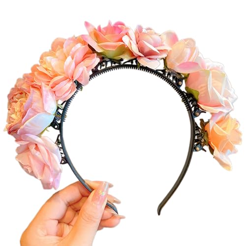 MULAIDI Ghirlande da sposa con fiori Cerchietto per capelli da sposa con fiore fascia per capelli da spiaggia fascia per capelli per ragazze accessorio per capelli da donna copricapo fascia da sposa