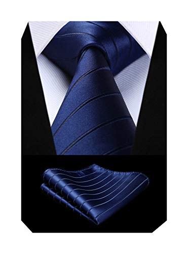 HISDERN Cravatta da Uomo Cravatte da Sposa per Festa Elegante Cravatta e Fazzoletto Set