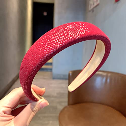 Generic Versione coreana di fascia in pelle di alta qualità femminile retrò francese a tesa larga selvaggio uscire fascia per capelli fascio netto rosso nuovi accessori per capelli, rosso