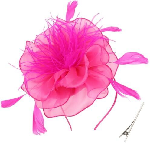 DRESHOW Fascinators per Capelli da Donna Fascinator Chapeau Nuptiale Plumes Cheveux Clip Accessoires Cocktail Royal Ascot